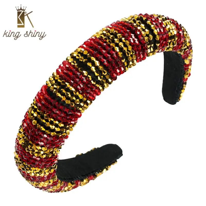 

Luxury Full Colorful Crystal Headband for Girl Sparkly Rhinestone Padded Sponge Hairband Christmas Party Hair Accessory Headwear