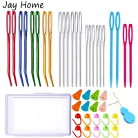 21pcs assorted yarn needles bent tapestry needle weaving needle darning needles with knitting stitch counter for sewing tools