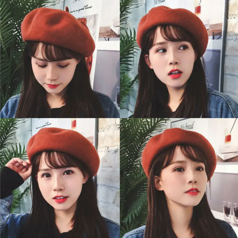 Брендовая новинка Милая женская шапка берет зимние теплые шапки во французском