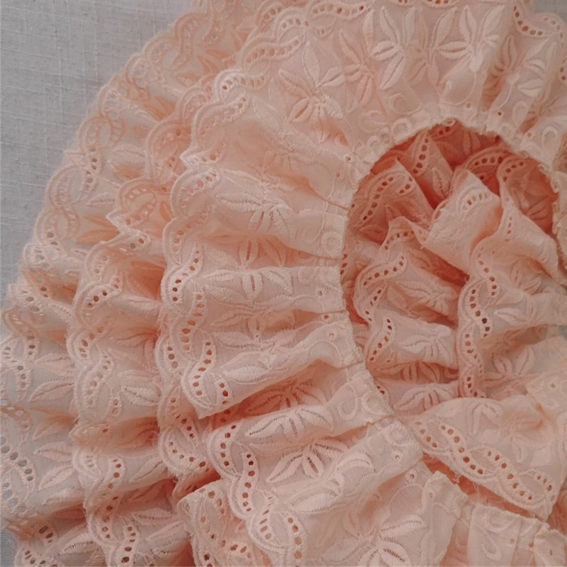 

7.5CM wide new pure cotton embroidered lace fabric DIY applique collar ornaments ribbon sewing tassel wedding cloth decoration