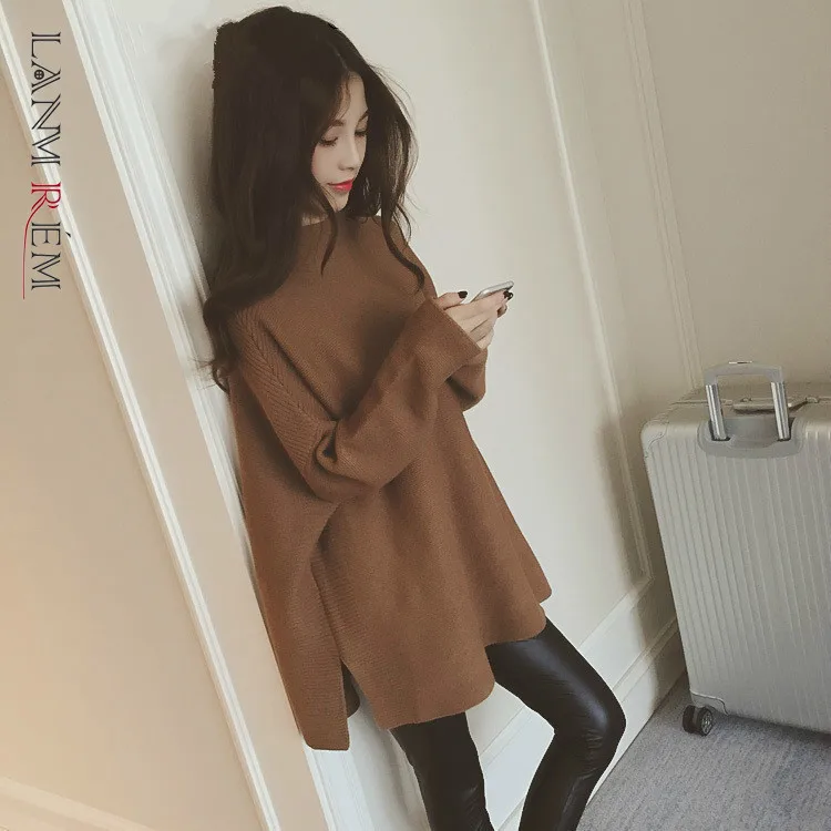 LANMREM 2021 New Summer Autumn Fashion Tide Red Turtleneck Batwing Sleeve Loose Big Size All-match Woman Sweater SA851 | Женская одежда