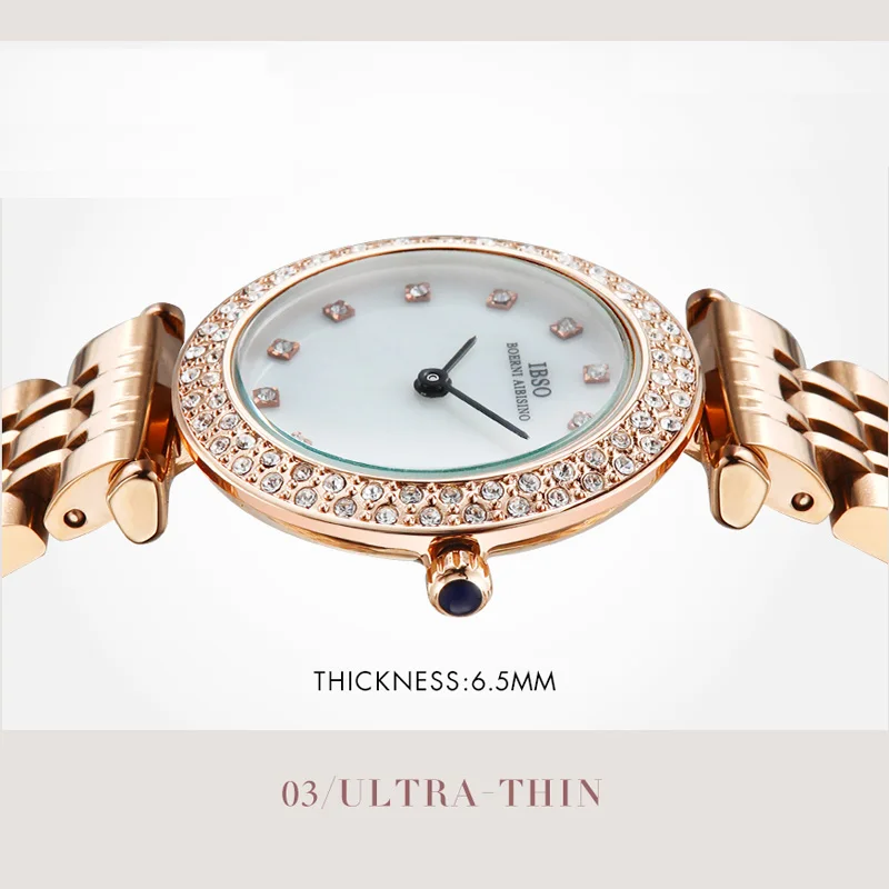 Женские кварцевые часы IBSO розовое золото нержавеющая сталь|Женские наручные