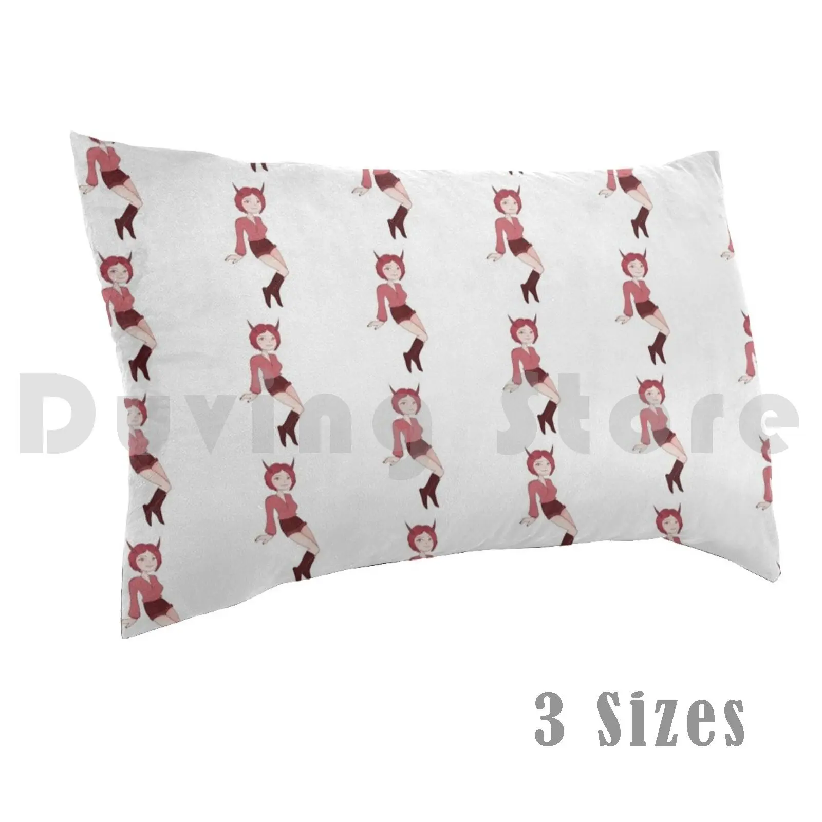 

Devil Anime Girl Pillow Case Printed 50x75 Anime Waifu Cute Devil Evil Red Lucy Hell Graphic Girl Smug Anime