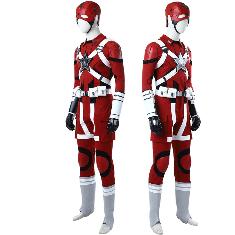 Adult Men Guardian Battle Cosplay Costume Outfit Halloween Party Red Full Props Suit