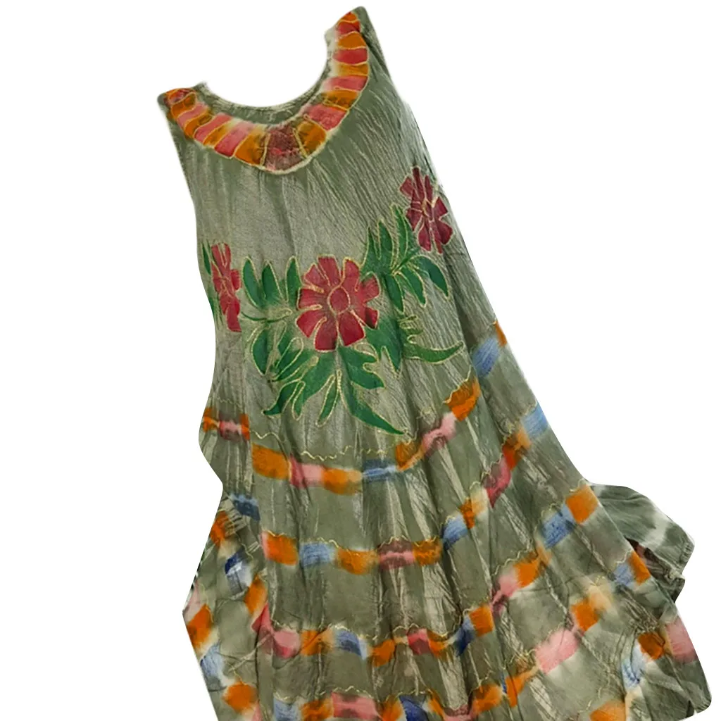 Женское летнее платье SAGACE повседневное пляжное без рукавов с круглым вырезом и