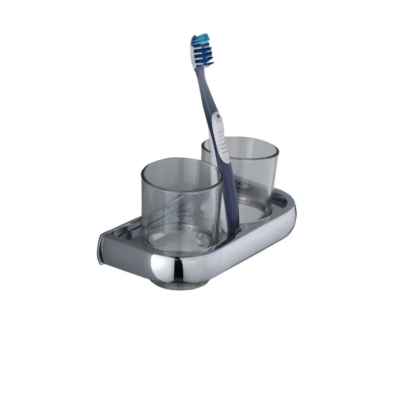

Stainless Steel Toothbrush Cup Holder Lovers Gargle Double Cup Holder Hotel Engineering Hardware Pendant