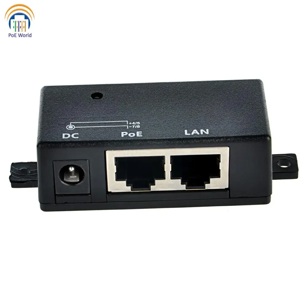 Пассивный Инжектор PoE 10/100 Power over Ethernet экранированный RJ 45 LAN + POE и разъем питания 2 1