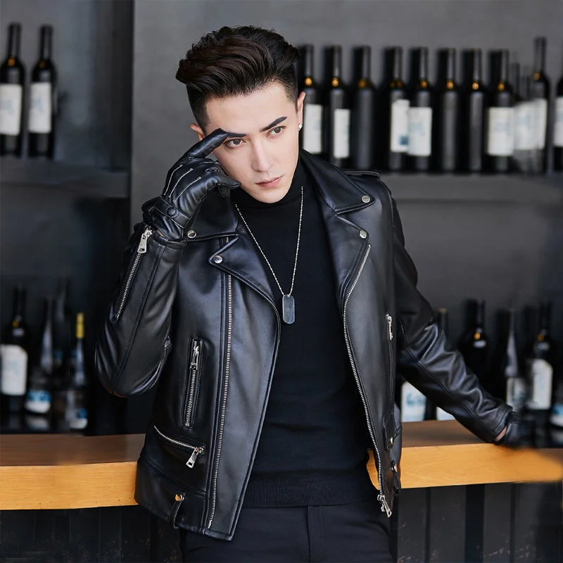 

Autumn New Winter Men's Real Leather Jacket Male Motorcycle Warm Genuine Sheepskin Streetwear Slim Plus Size Outwear D77