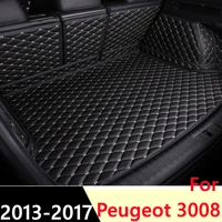 sj custom fit full set waterproof car trunk mat parts tail boot tray liner cargo rear pad cover for peugeot 3008 2013 2014 2017