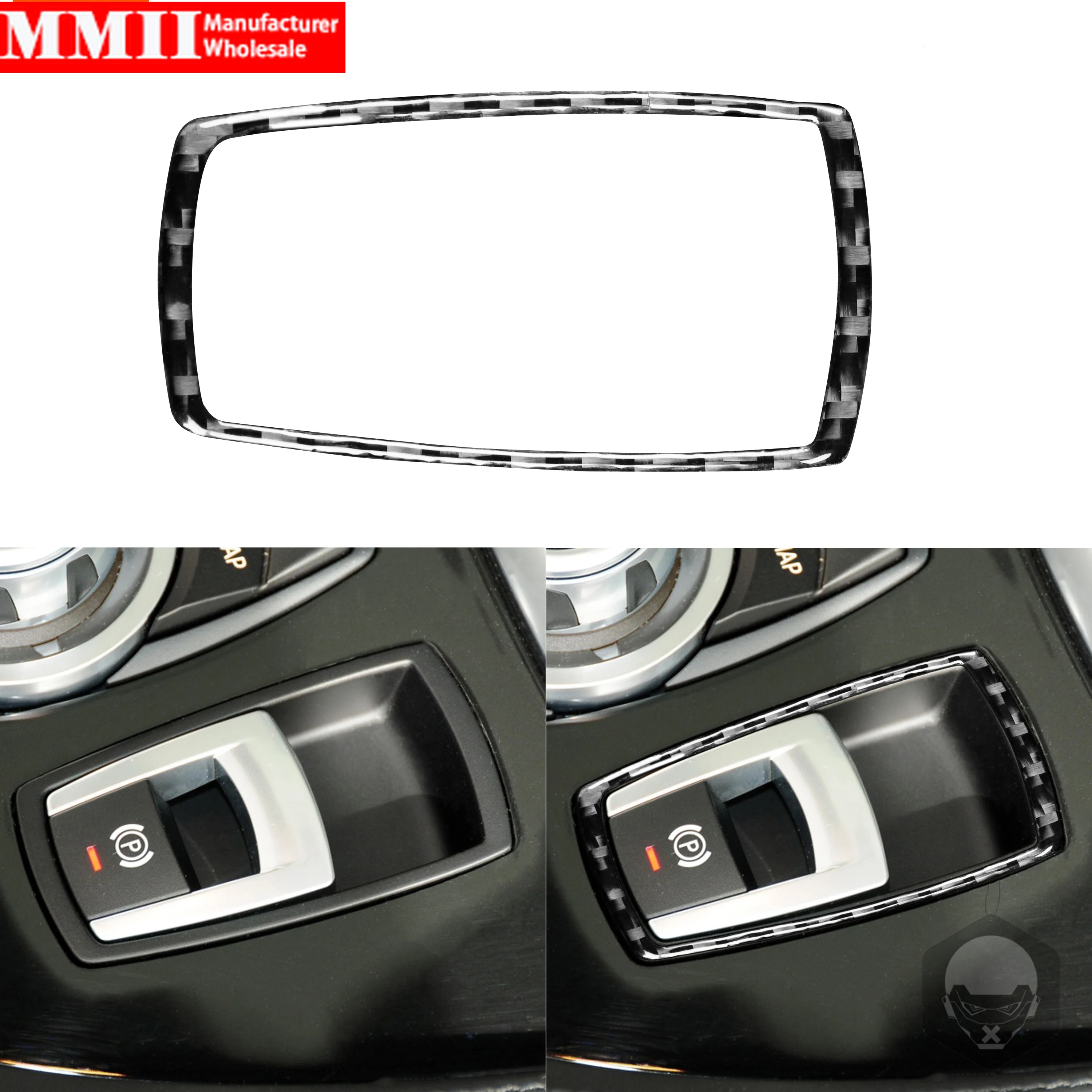 For BMW Z4 E89 2009-2016 Black Carbon Fiber Stickers Shift Electronic Brake Button Frame Styling Interiors Car Accessories