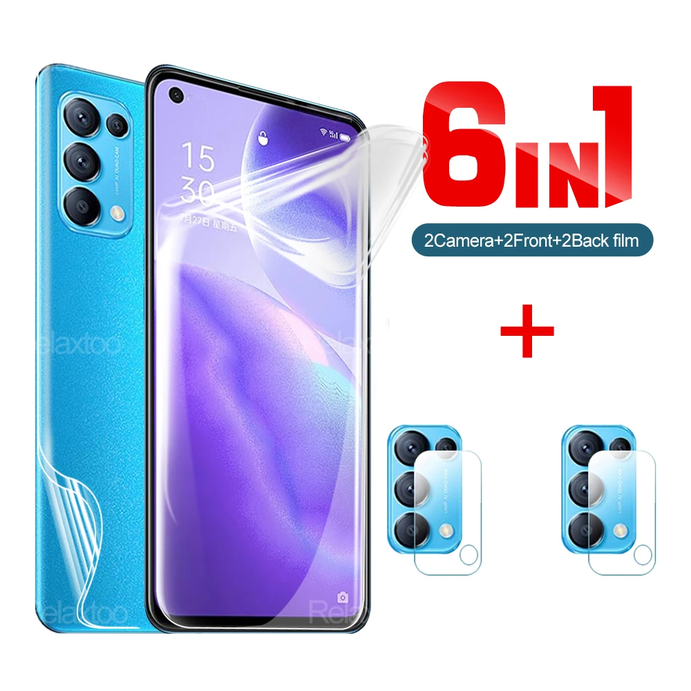 

6 в 1 гидрогель спереди Экран пленка для Reno5 Lite 5F высококачественный защитный чехол для Oppo Рино 5 Pro 5Pro 4G/5G Камера объектив HD Прозрачная крышка ...