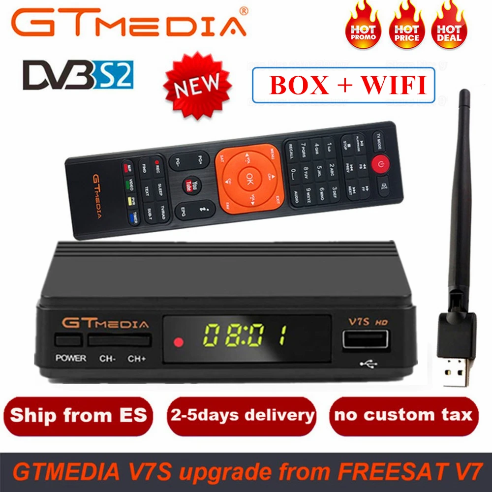 FTA DVB S2 спутниковый ресивер Gtmedia V7S HD 1080P с USB WIFI Обновление от Freesat v7|Спутниковое ТВ| |