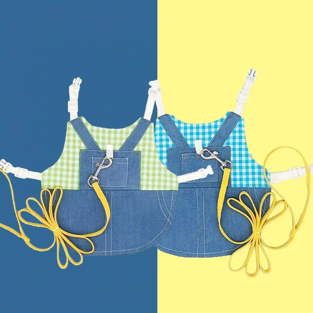 

Casual 1 Set Soft Small Animal Outwear Harness Lovely Rabbit Vest Plaid Design for Outing
