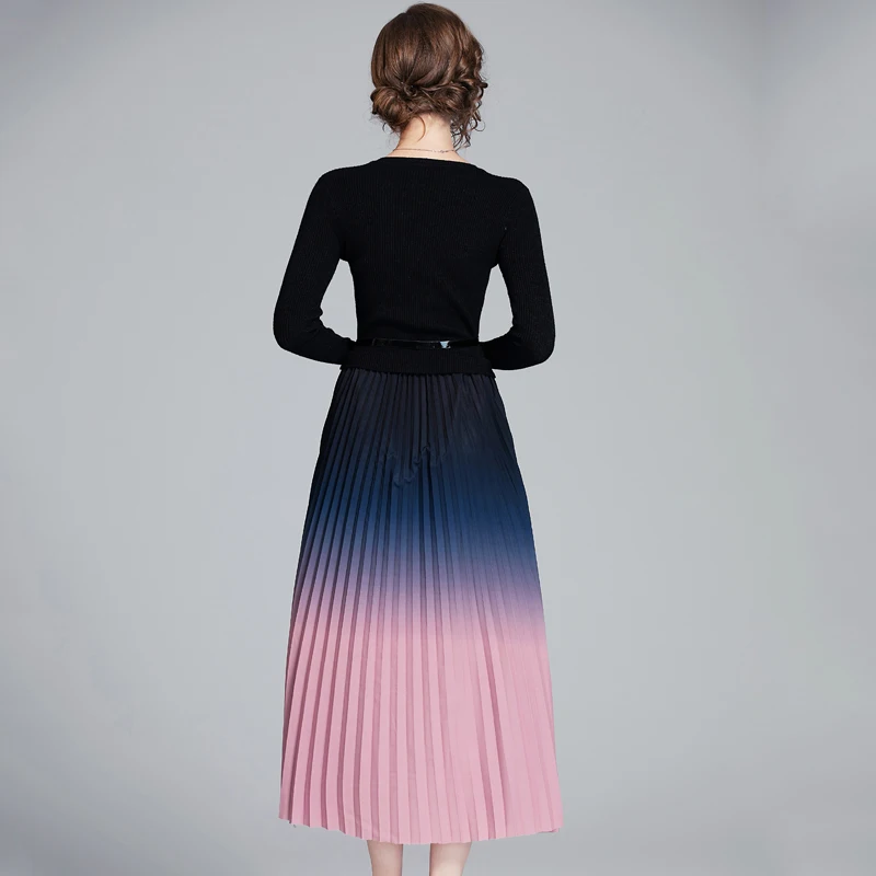 Fitaylor новинка сексуальное v-образный вырез вязаное плиссированное длинное платье