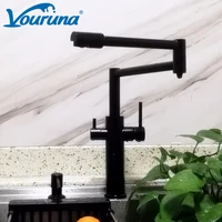 vouruna matte black 3 way water filter tap pot filler deck mounted triflow kitchen faucet with drink water