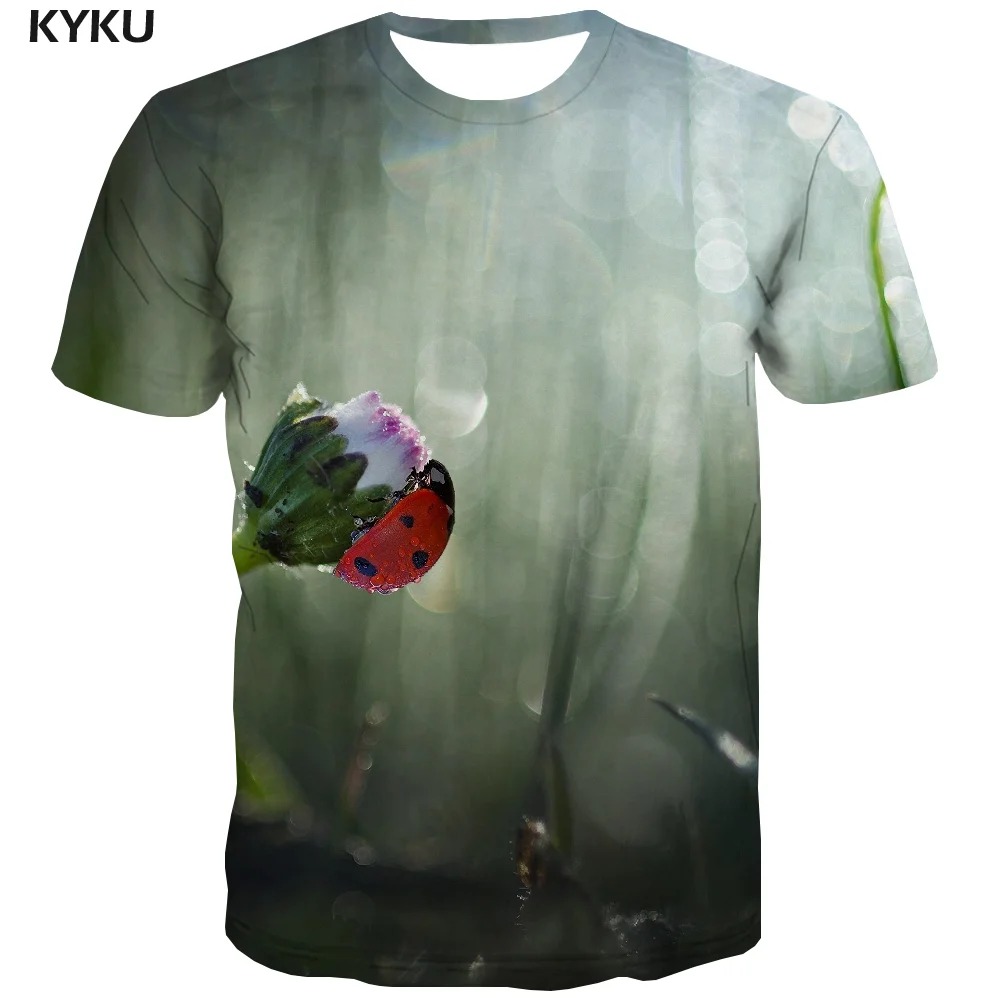 Мужская футболка с цветочным принтом KYKU зеленая психоделическая Футболка |