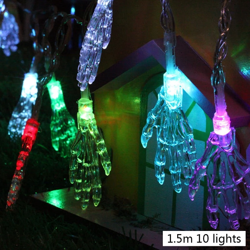 

Spooky Skeleton Ghost Hand Pumpkin Halloween String Lights 10/20 LEDs Battery Operated 2 Modes Waterproof Hanging Lanterns for O