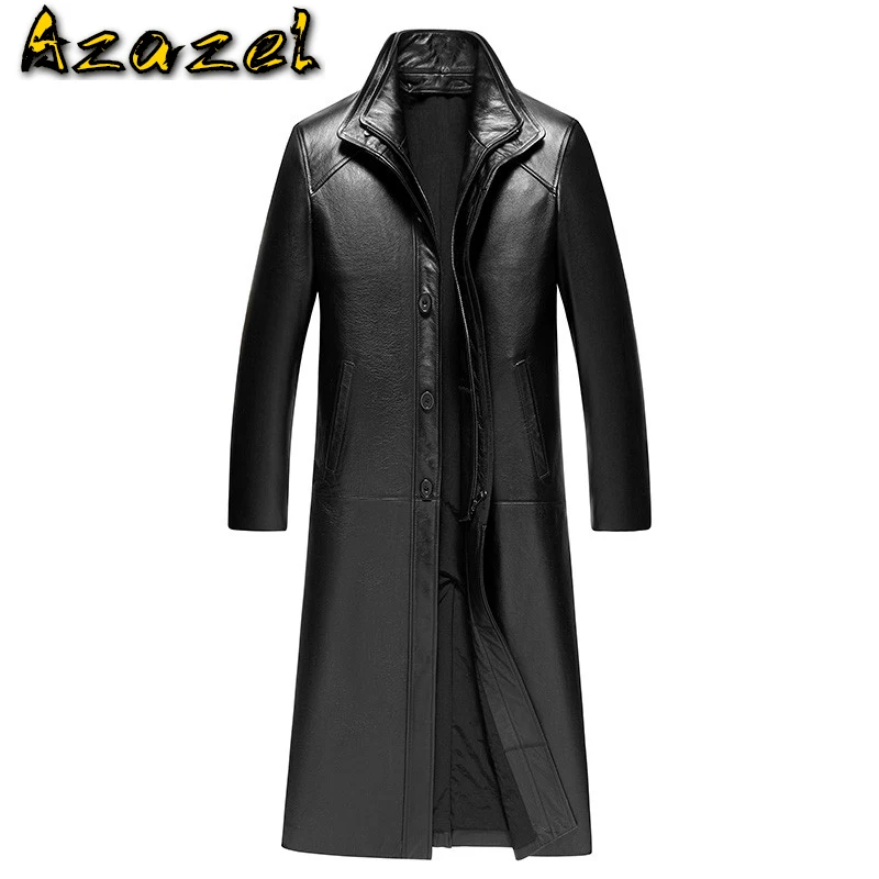 

Azazel Men's Leather Jacket Autumn Winter Jacket Men Genuine Cow Leather Jackets Windbreaker Long Coat JLK18DS8303 MY1332