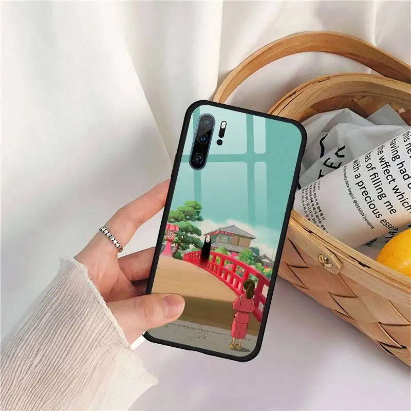 

Japan cartoon Totoro Spirited Away Phone Case Tempered glass for Huawei P9 P10 P20 P30 Pro Plus Lite Mate 9 NOVA 3E 3I