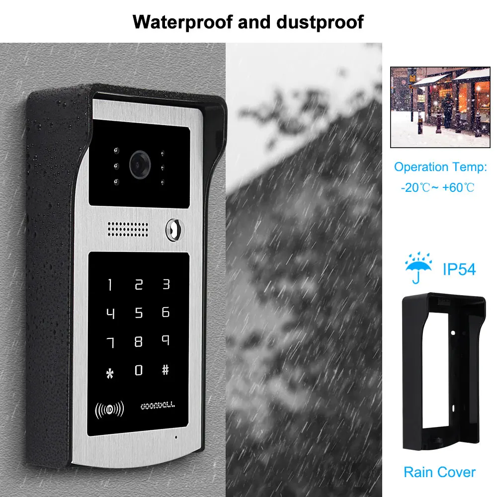 7 color wired video door phone rfid video camera doorbell intercom system for home apartments support card password unlock free global shipping