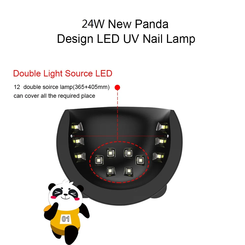 Светодиодная УФ лампа для ногтей Ladymisty Panda 24 Вт 12 шт. светодиодная Сушилка