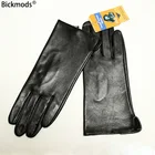 Тонкие кожаные перчатки без подкладки женские овечья кожа сенсорный экран однослойные черные женские мотоциклетные модные для вождения автомобиля