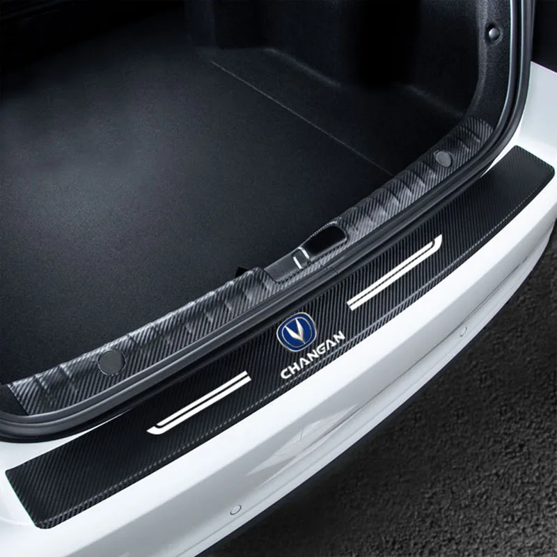 

1Pcs For CHANGAN Car Rear Bumper Stickers carbon fiber fabric Trunk Guard Plate Stickers Car trunk decorative protective sticker