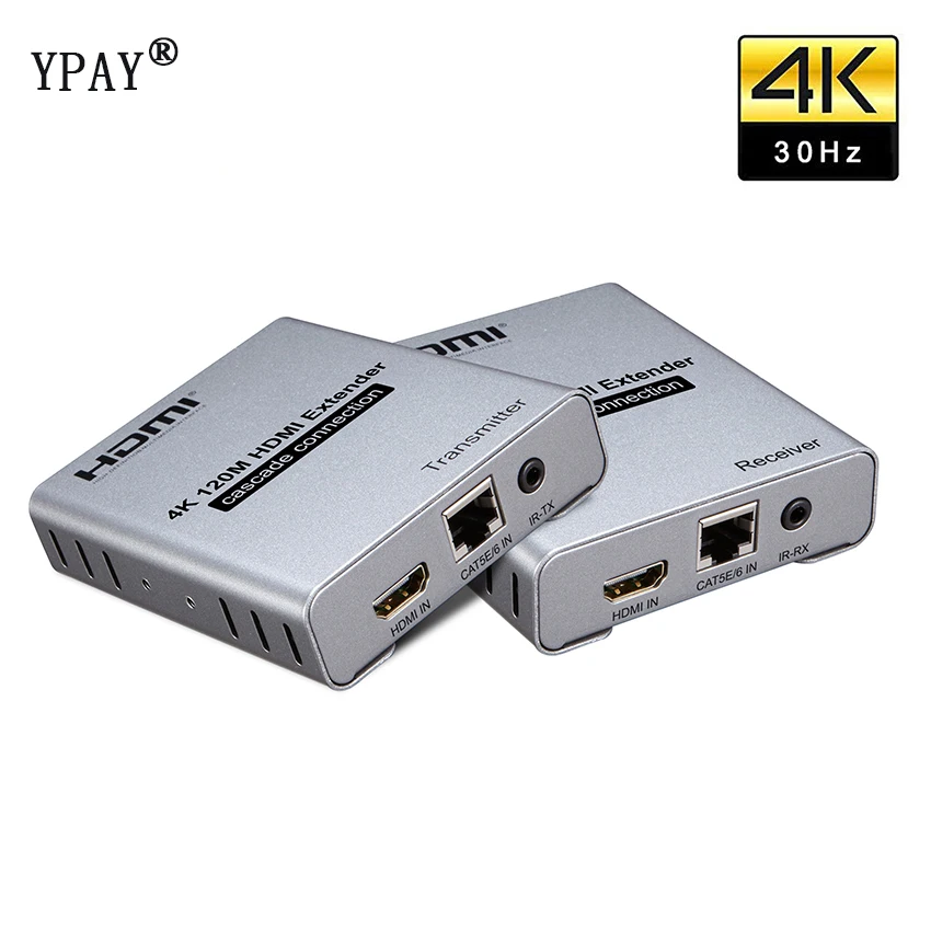 Удлинитель HDMI 4K @ 30 Гц 120 м по RJ45 Ethernet Lan CAT5e Cat6 каскадное соединение удлинитель ПК DVD