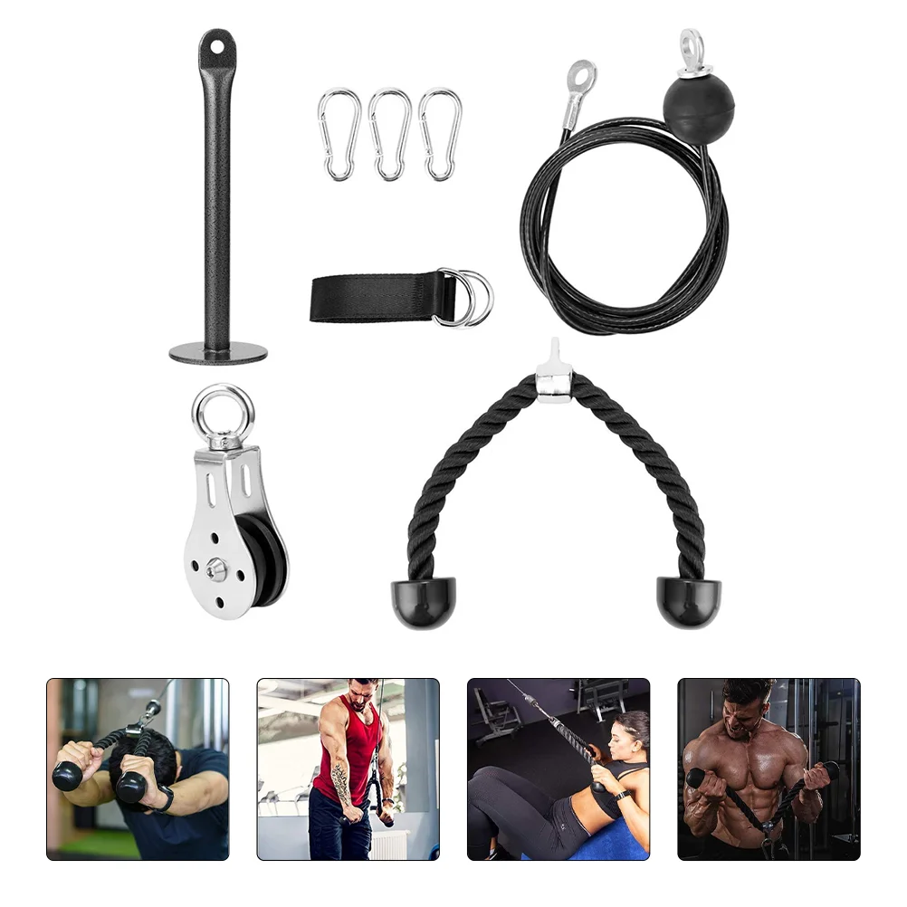 

1 Set/8PCS Arm Pulley System with Pulley Loading Pin Hanging Strap Tricep Rope