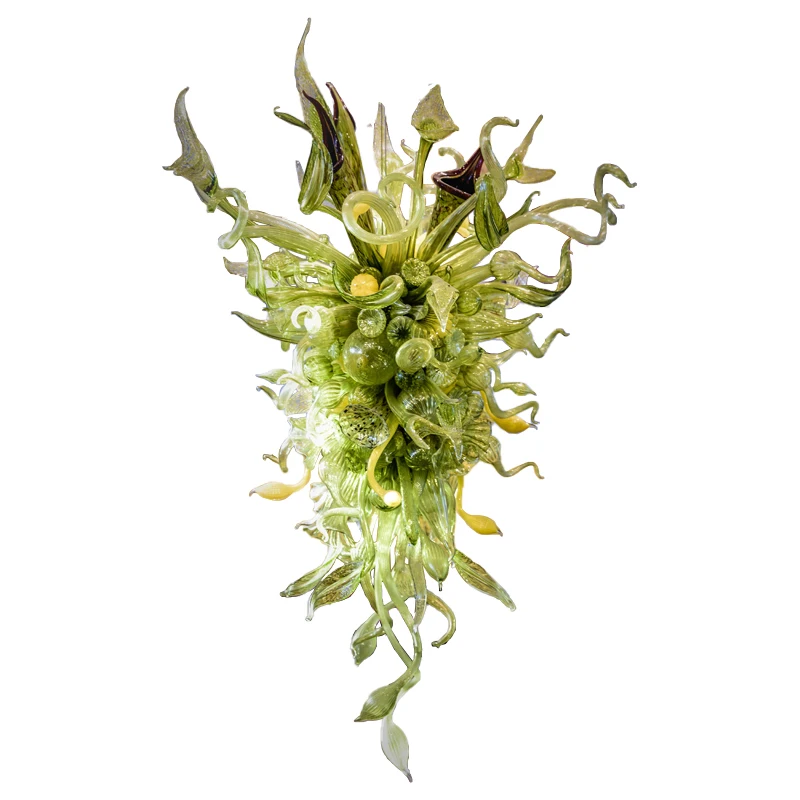 

Высокие подвесные Современные Люстры зеленого цвета, художественное освещение, ручная люстра из дутого стекла, светодиодные лампы для украшения мебели