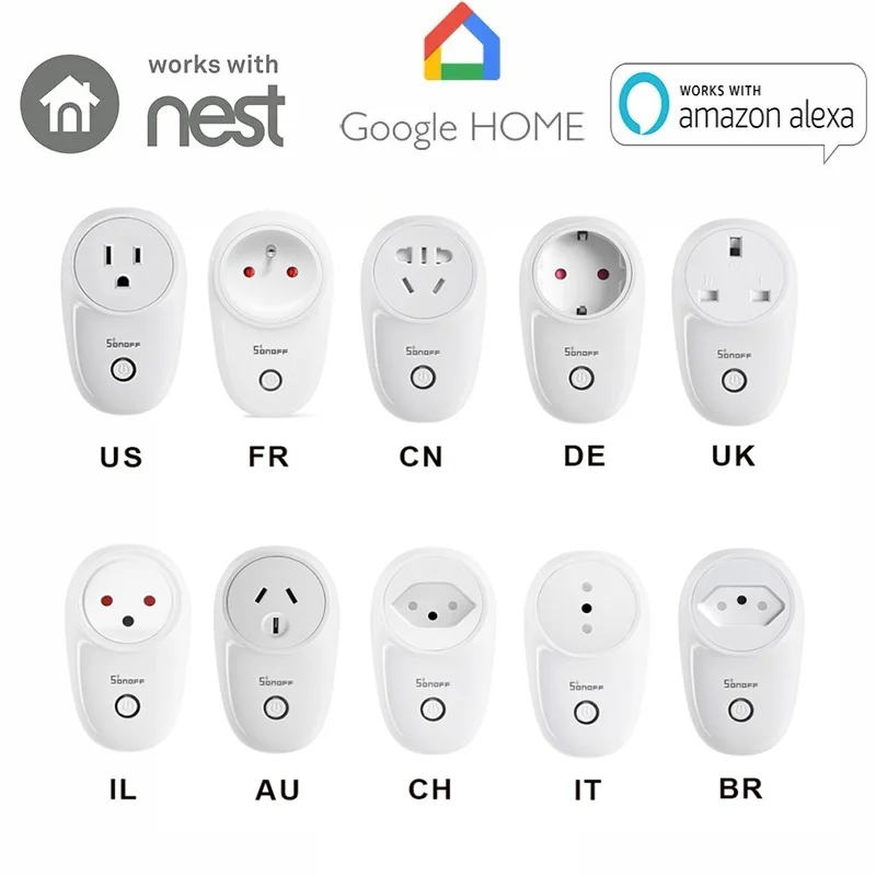 Интеллектуальный выключатель света Sonoff S26 умный переключатель Wi Fi EU/US/UK AU CN вилка