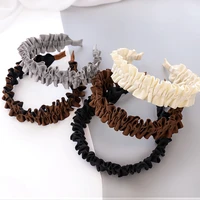 1pcs pleated flower hairband women fashion elegent hair accessories wide headband simple solid color cloth hairbands hair hoop