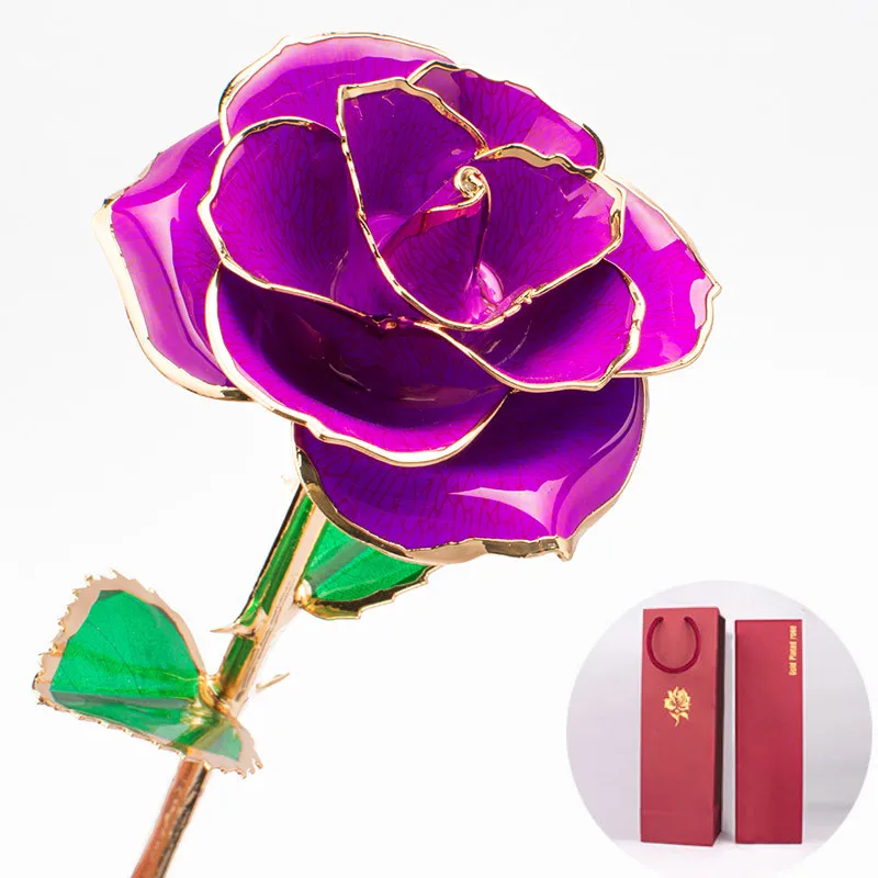 

24k Gold Plated Rose Artificial Flowers Eternal Rose With Stand Eternal Love Boxed Anniversary Valentine's Day Gift For Girls