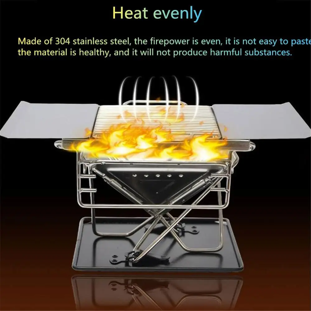 Портативный Нержавеющая сталь складной барбекю гриль угольная печь для пикника
