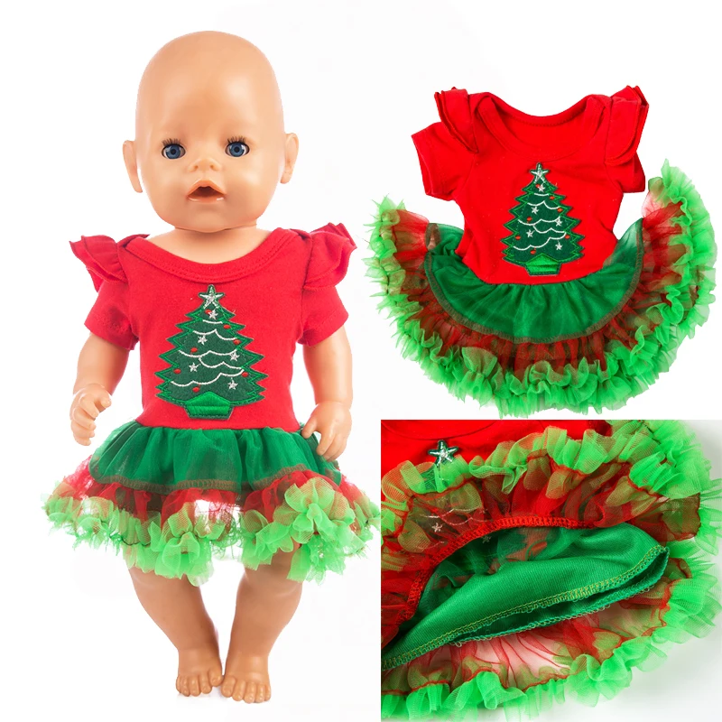 

Подходит для новорожденных 17 дюймов 43 см кукла аксессуары для одежды рождественское платье для ребенка подарок на день рождения
