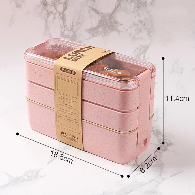 Экологически чистый 3-х слойный Ланч-бокс 900 мл и суповое ведро 300 бэнто-бокс для