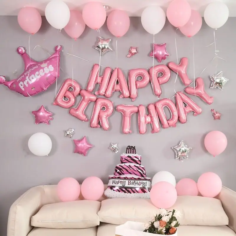 13 шт буквы с днем рождения шар розовое золото фольги шары День украшение детские