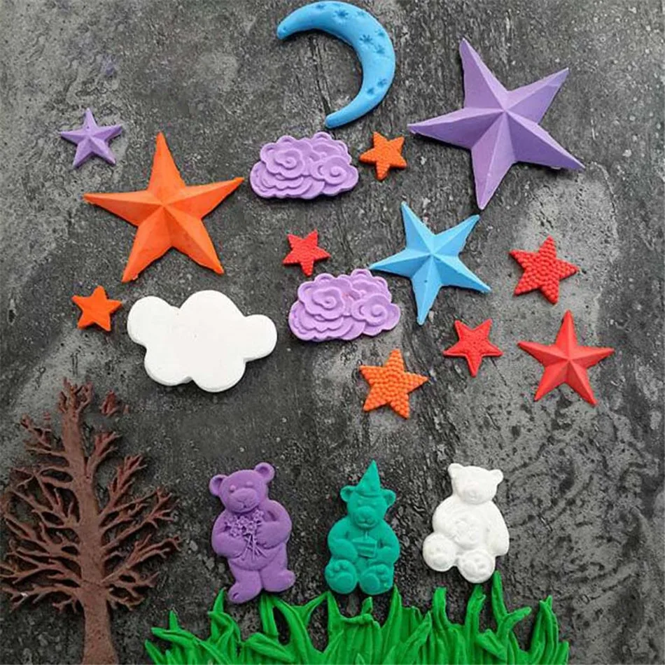 VOGVIGO луна и звезды облака Силиконовая Форма Fondant Mold дома (сахарная) инструмент