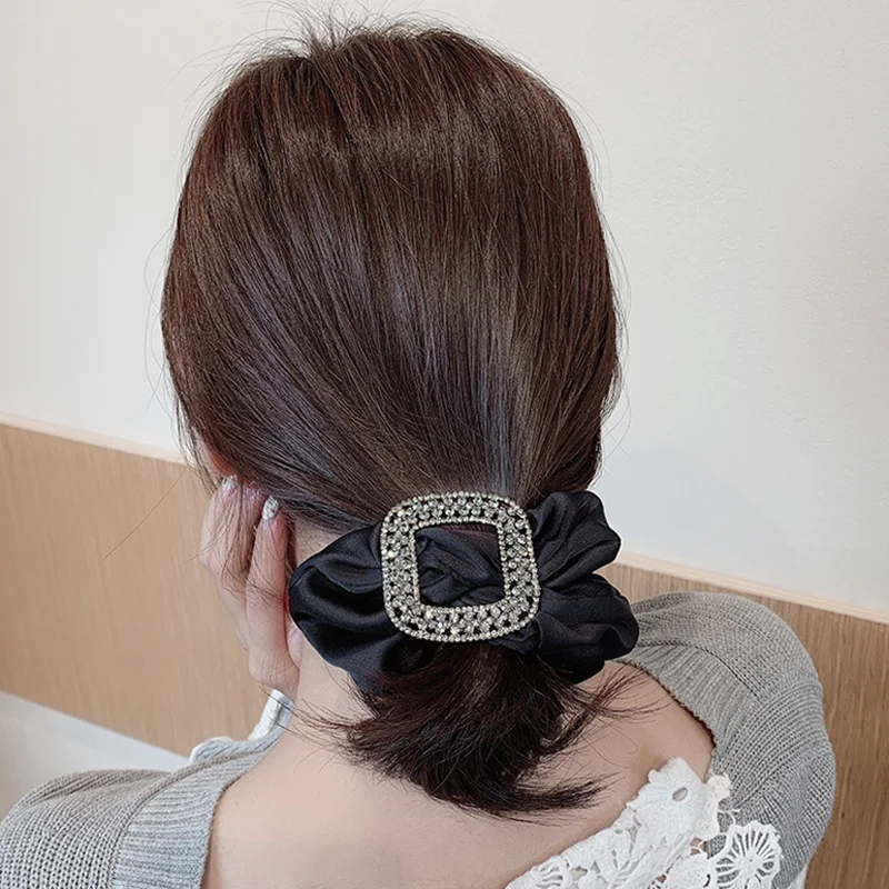

Q Korean Style Elastic Hair Bands For Female Girl Ponytail Holder Fashion Headwear Pure Color Silk Intestine Hair Accessories