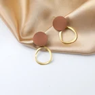 Винтажные коричневые матовые Висячие серьги для женщин, Металлические Модные массивные Подвесные серьги 2021, трендовые ювелирные аксессуары