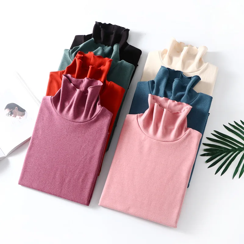 

high collar Thermal Clothing Ladies Two Piece Set Shirt and Pants Autumn Winter Thermal Underwear Womens Seamless Long John Sets