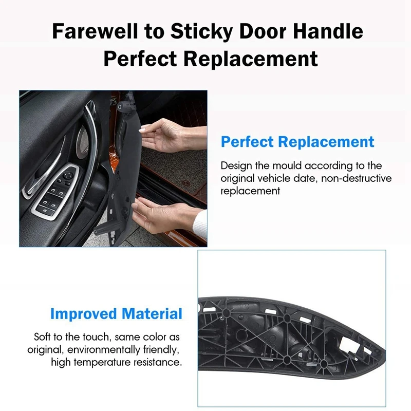 

2 Pair Car Accessories: 1 Pair Black Front Left/Right Car Inner Door Handle & 1 Pair Front Hood Kidney Grille