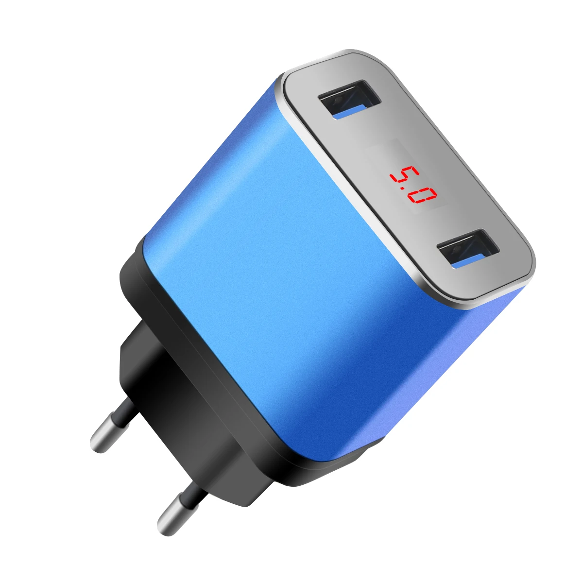 Зарядное устройство сетевое с двумя USB портами и светодиодным дисплеем 5 В 2 4 А| |