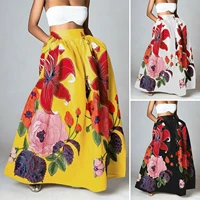 2021 celmia fashion big floral printed women skirts elegant high waist a line long maxi skirt casual loose party holiday skirt