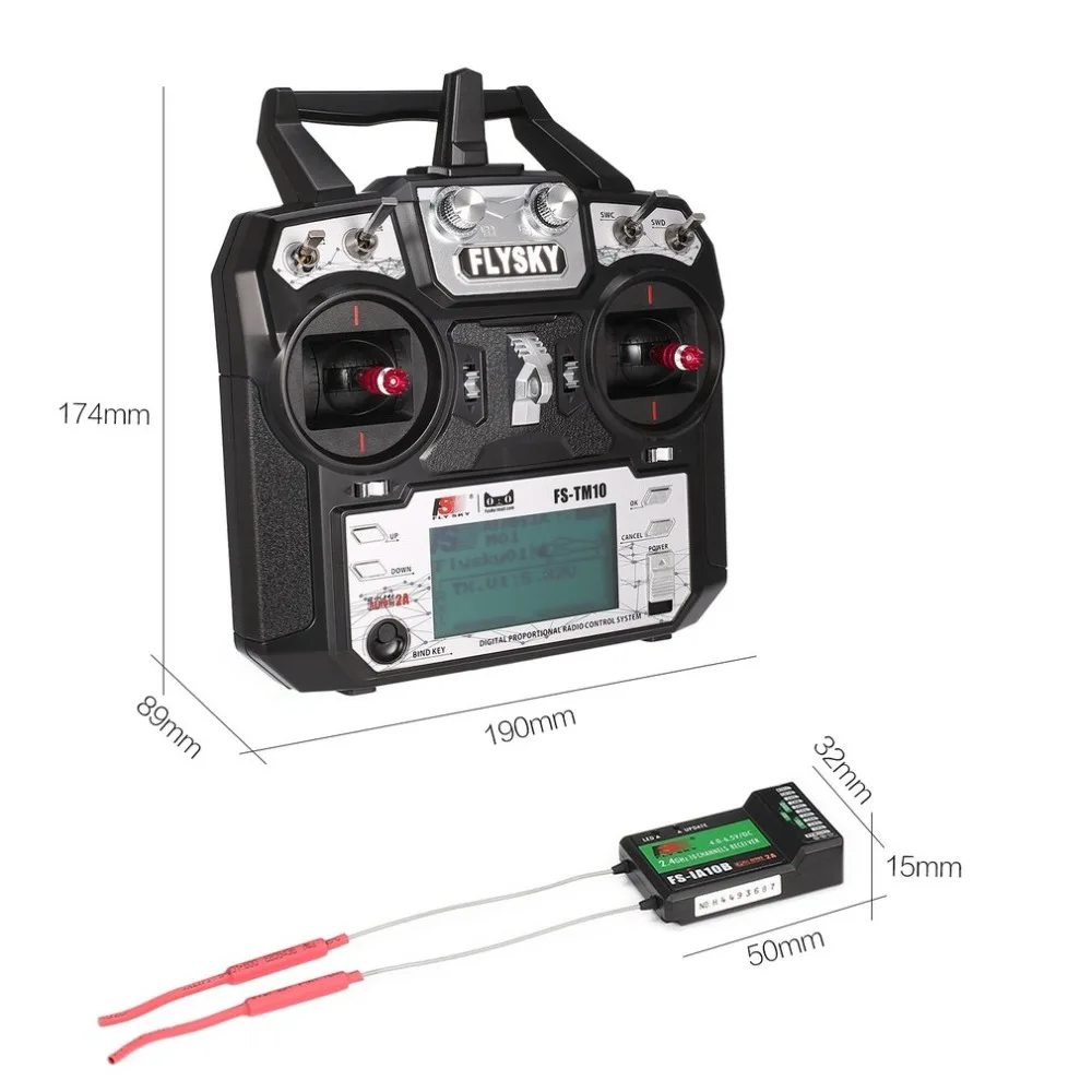 

FS-TM10 FS-i6X 10CH 2.4GHz AFHDS RC Transmitter Radio Model Remote Controller System with FS-IA10B Receiver