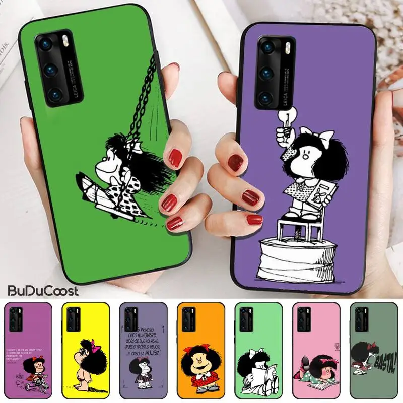 

Hrmes Argentina Quino Mafalda Girl Soft black Phone Case for Huawei P20 P30 P20Pro P20Lite P30Lite Psmart P10 P40