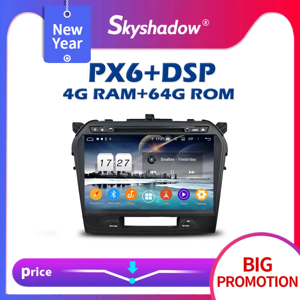 Автомобильный DVD плеер Carplay PX6 DSP IPS Android 10 0 4 Гб + 64 GPS карта RDS радио Wi Fi Bluetooth 5 для SUZUKI
