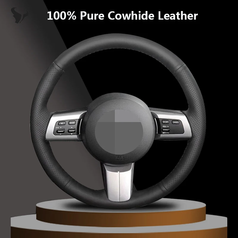 Рука сшитый черный кожаный чехол на руль для Mazda MX-5 2009-2013 RX-8 CX-7 CX7 2007 2008 2009