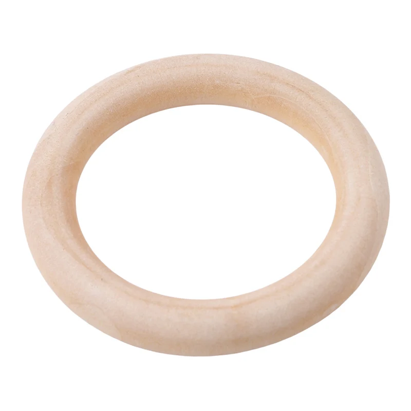 

5pcs 70mm Wooden Baby Teething Rings Infant Teether Toy DIY Accessories For 3-12 Month Infants Tooth Care Products