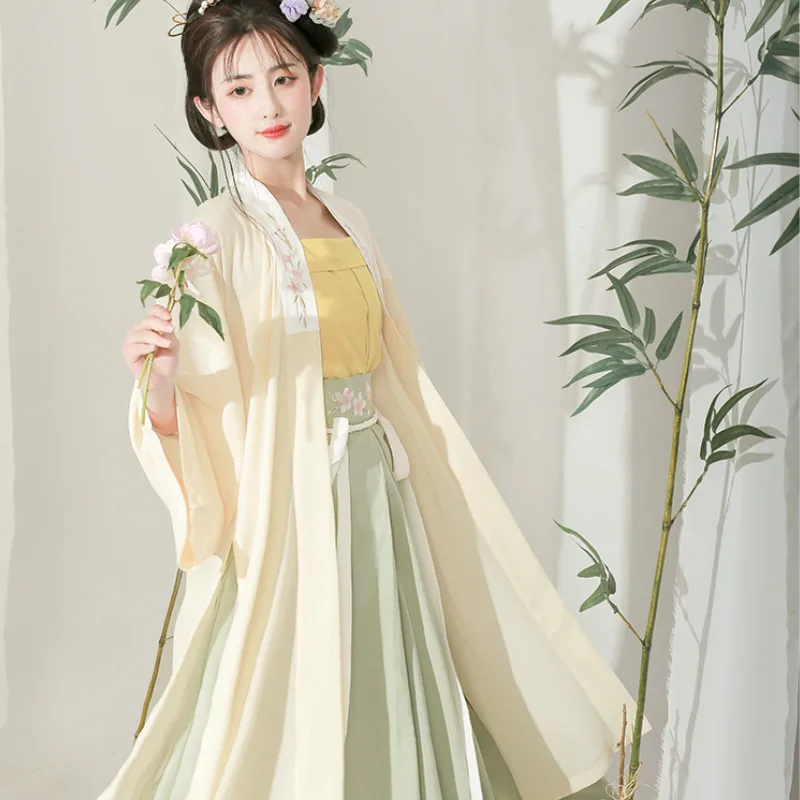 

Ancient Traditional Chinese Women Elegant Hanfu Dress Fairy Embroidery Stage Folk Dance Costume Retro Tang Dynasty 3 Piece Sets